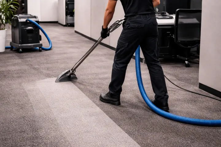 Nettoyage d'un tapis commercial avec un appareil d'extraction